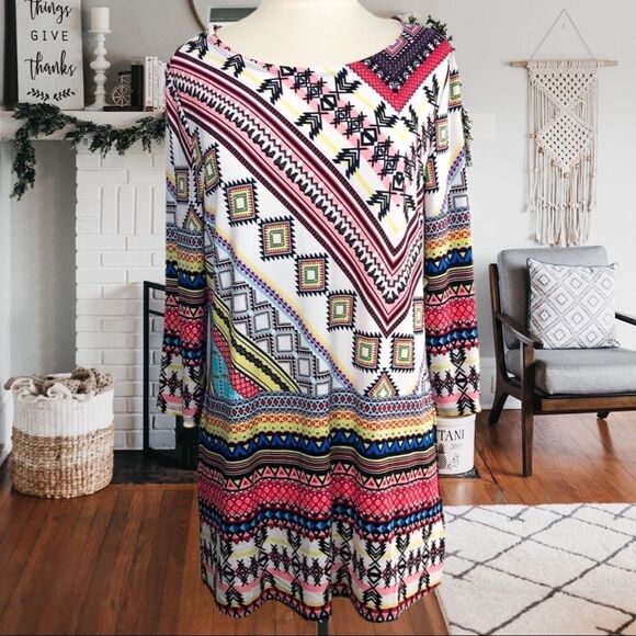 Bohemian Multi-Color Aztec Pattern Oversized Top - Picture 1 of 6